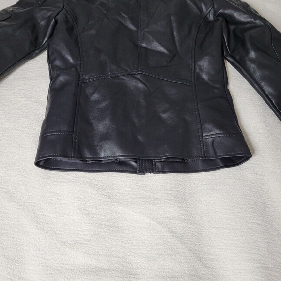 Bershka Womens Leather Jacket Mob Wife Full Zip Black Sz Small Good Condition - Picture 14 of 16